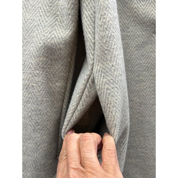 BéCool Coat Womens Medium Gray Herringbone Single Button Overcoat Parisian Chic - Picture 8 of 8